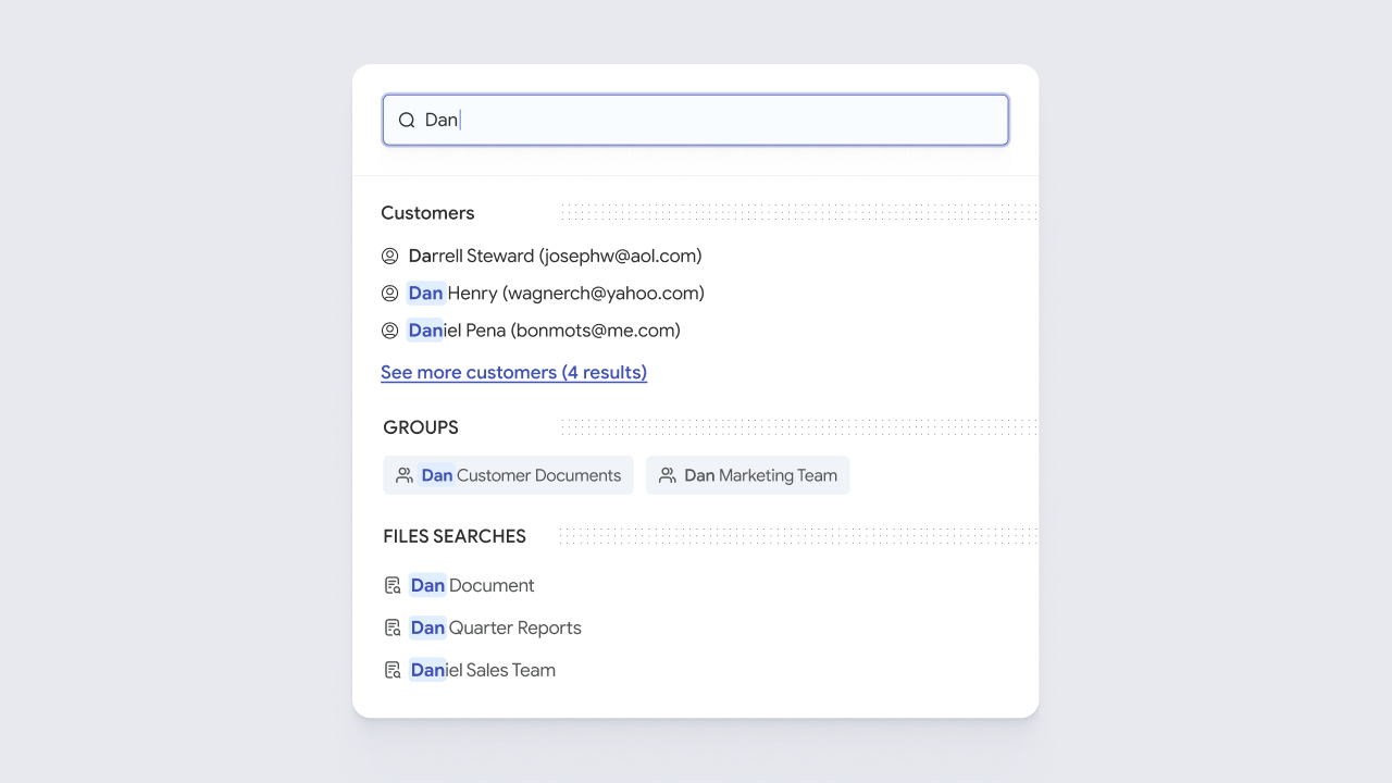 Bizwise advanced search functionality in customer platform