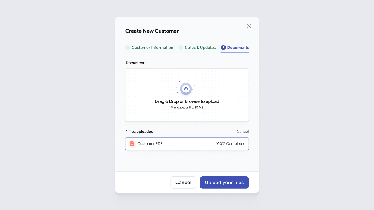 Bizwise file upload feature for customer data