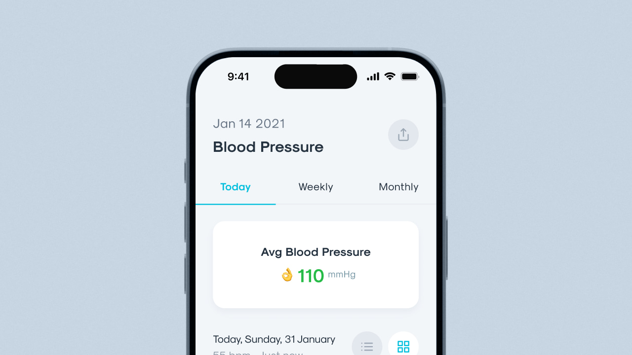 Cura blood pressure results screen