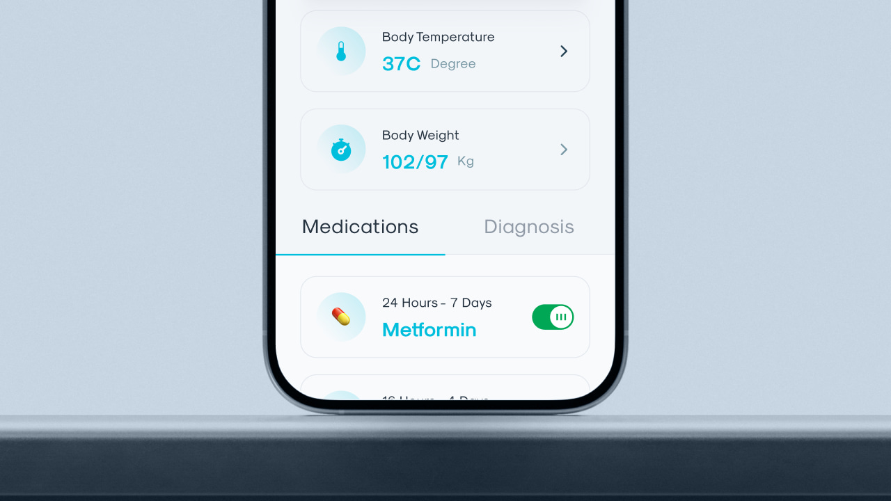 Cura body temperature monitoring interface