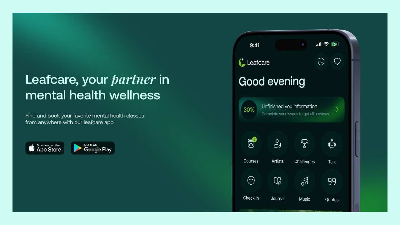 Leafcare call-to-action and onboarding screen