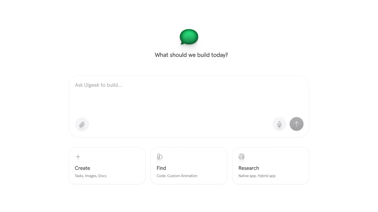 Uigeek desktop dashboard for native app development